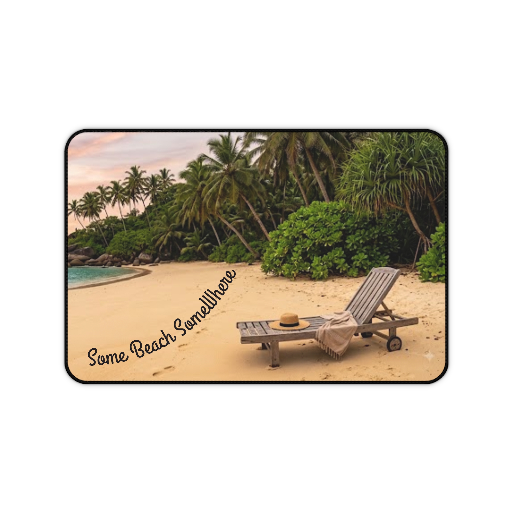 Desk Mat — Tropical Beach Scene "Some Beach Somewhere" PC Mouse Pad