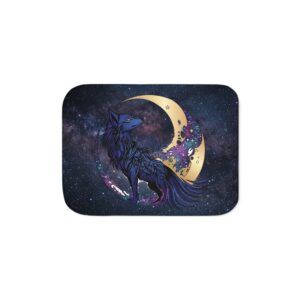 Mystic Wolf Moon Sherpa Blanket — Cozy Celestial Throw for Stargazers